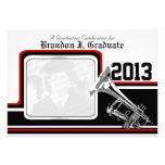 Marching Band Trumpet Graduation Photo Red Custom Announcements