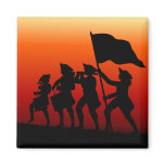 Marching with drums and fife and flag refrigerator magnets