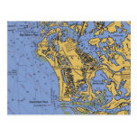marco, island, florida, nautical, chart, postcard