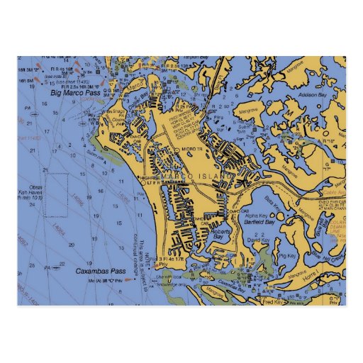 Marco Island, Florida Nautical Chart Postcard Zazzle