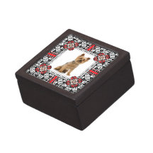 Marco ornamental rojo y negro del arte popular del cajas de regalo de calidad