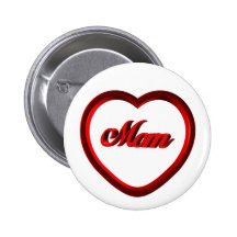 Marco rojo del corazón de la mamá pin