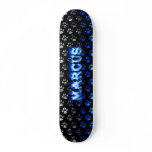 Marcus skateboard blue fire and flames design