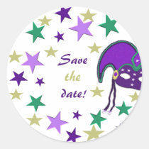 Mardi Gra Themed Save The Date Stickers stickers