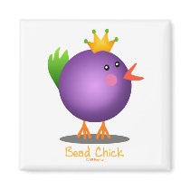 Mardi Gras Bead Chick (purple) Fridge Magnets