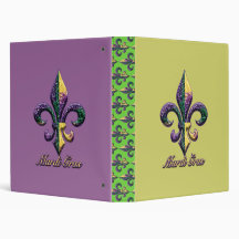 Mardi Gras bead Fleur de lis 2 3 Ring Binder