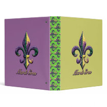 Mardi Gras bead Fleur de lis 2 3 Ring Binder