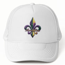 Mardi Gras bead Fleur de lis 2 Mesh Hats