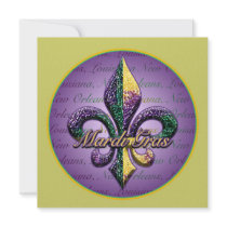 Mardi Gras bead Fleur de lis 2 Invitation