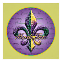 Mardi Gras bead Fleur de lis 2 Invitation