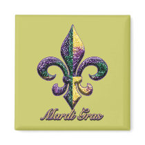 Mardi Gras bead Fleur de lis 2 Magnets