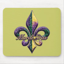 Mardi Gras bead Fleur de lis 2 Mouse Pad