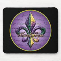 Mardi Gras bead Fleur de lis 2 Mousepad