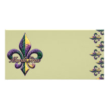 Mardi Gras bead Fleur de lis 2 Picture Card