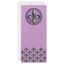 Mardi Gras bead Fleur de lis 2 Rack Card Design