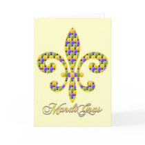Mardi Gras bead Fleur de lis Card