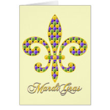 Mardi Gras bead Fleur de lis Card