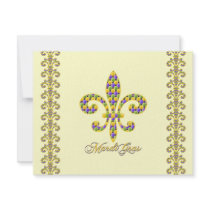 Mardi Gras bead Fleur de lis Announcements