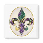 Mardi Gras Bead Fleur de lis Refrigerator Magnets