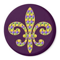 Mardi Gras bead Fleur de lis Magnets