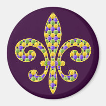 Mardi Gras bead Fleur de lis Magnets
