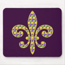 Mardi Gras bead Fleur de lis Mousepad