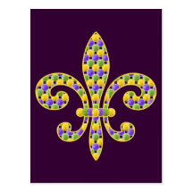 Mardi Gras bead Fleur de lis Postcard