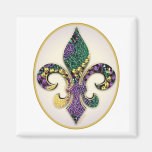 Mardi Gras Bead Fleur de lis Refrigerator Magnets