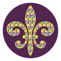 Mardi Gras bead Fleur de lis Stickers
