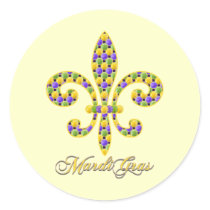 Mardi Gras bead Fleur de lis Stickers