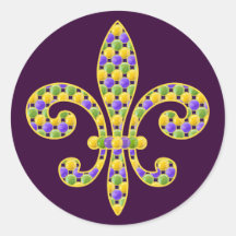 Mardi Gras bead Fleur de lis Stickers