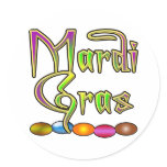 Mardi Gras Beads Apparel Round Sticker