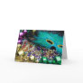 Mardi Gras Beads & Green Feather Mask Card