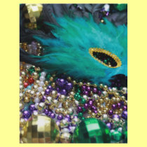Mardi Gras Beads & Green Feather Mask flyers