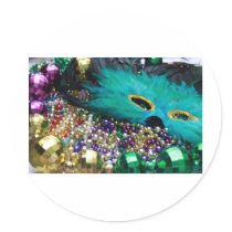 Mardi Gras Beads & Green Feather Mask stickers by donnabellas Mardi Gras Beads & Green Feather Mask stickers