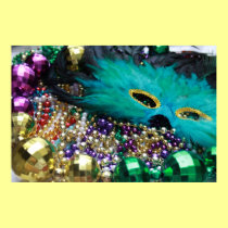 Mardi Gras Beads & Green Mask Print posters
