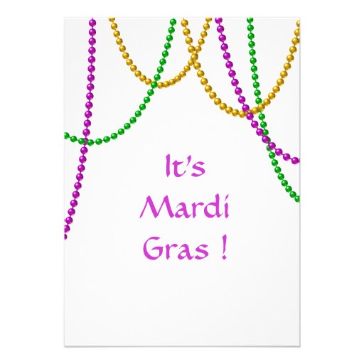 Mardi Gras Beads Invitation (white)