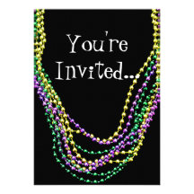 Mardi Gras Beads Necklaces Invitation