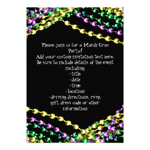 Mardi Gras Beads Necklaces Invitation