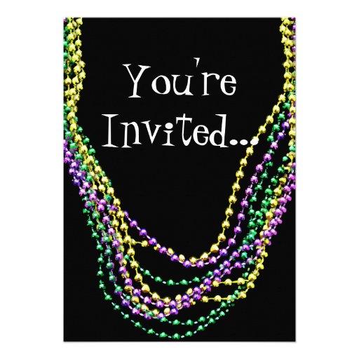Mardi Gras Beads Necklaces Invitation
