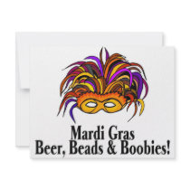 Mardi Gras Beer Beads Boobies Personalized Invitation
