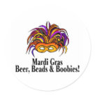 round_sticker - Mardi Gras Beer Beads Boobies