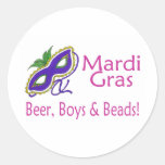 Mardi Gras Beer Boys Beads Stickers