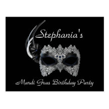 "Mardi Gras Birthday" - Party Invitation Postcards