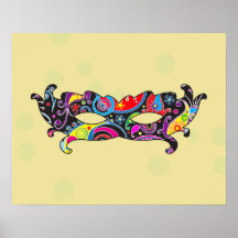 Mardi Gras Carnival Mask Black, Pink, Yellow Posters