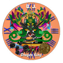 Mardi Gras D. J. Dragon King View notes please Round Wall Clocks