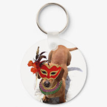 Mardi Gras Dachshund Dog keychain