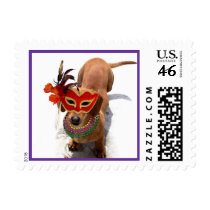 Mardi Gras Dachshund Dog Stamps