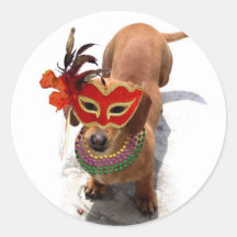 Mardi Gras Dachshund Dog stickers