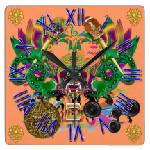 Mardi Gras Dragon Football View Notes Please Square Wallclock